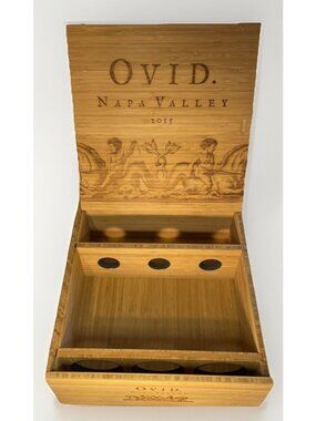Rare Wine Wood Crate Box Case OVID  NAPA Valley Vintage 3 bottle holder inside